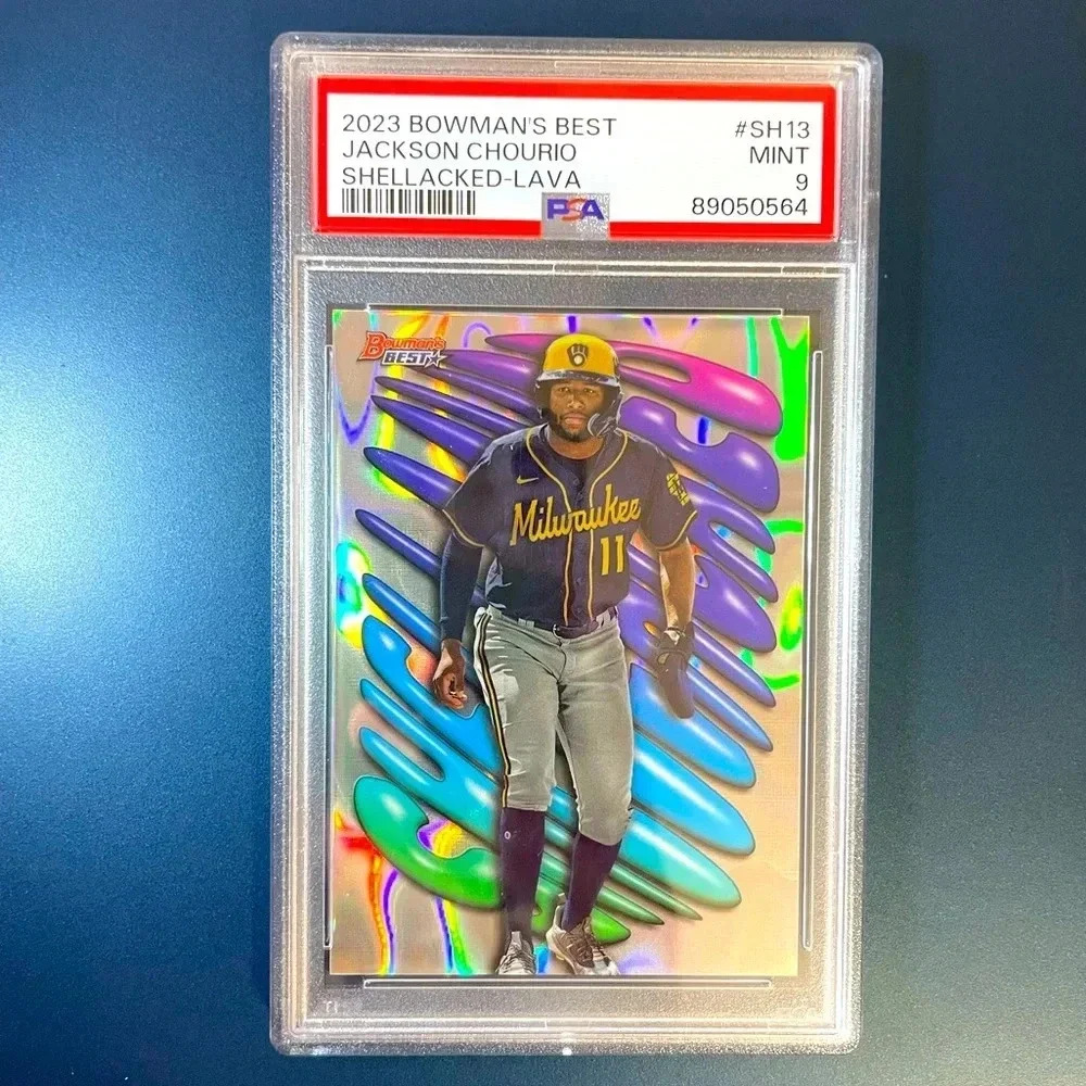 JACKSON CHOURIO Rookie Card Lava Refractor /50 PSA 9 2023 Topps Chrome